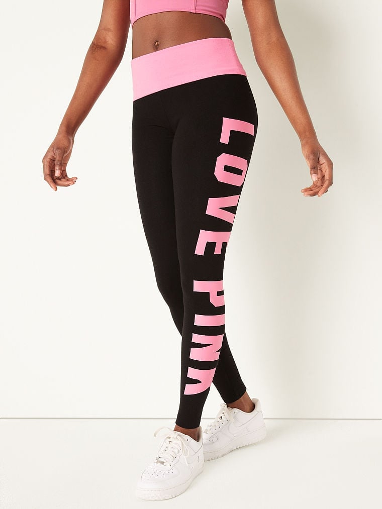 Buy Pink Cotton Mid-Rise Foldover Leggings online in Dubai