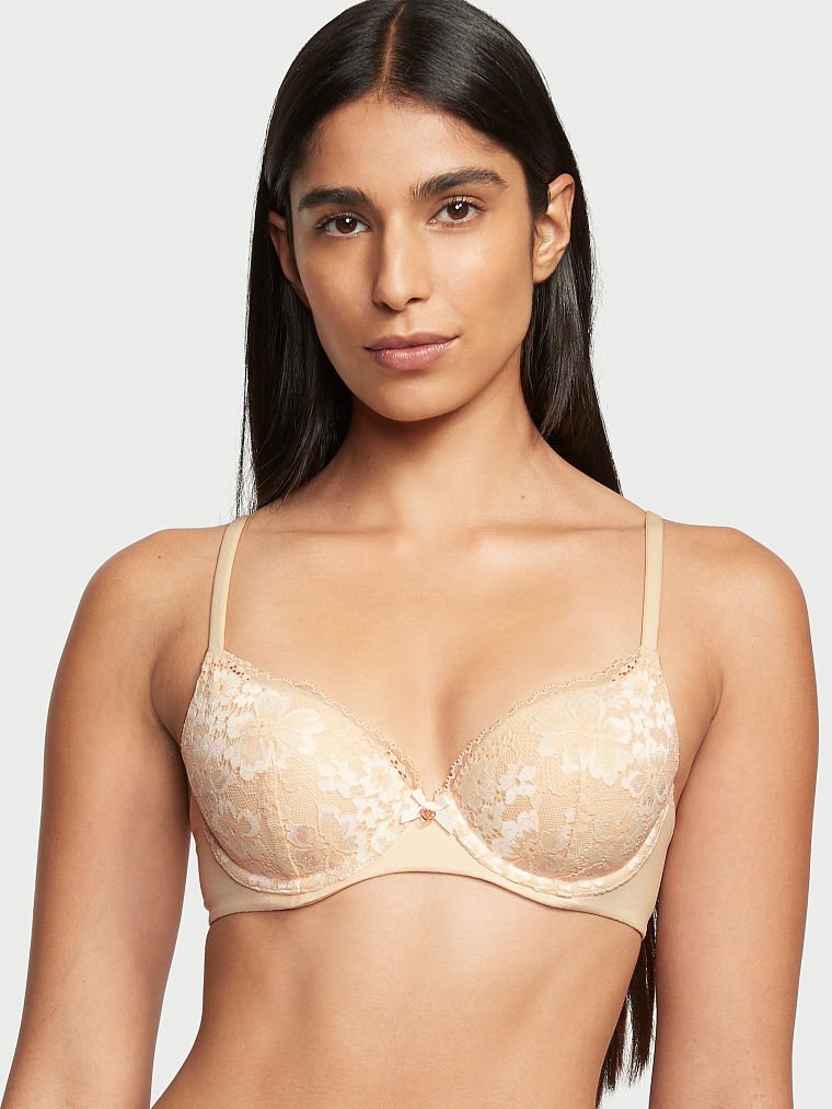 Lightly Lined Lace-Cup Demi Bra