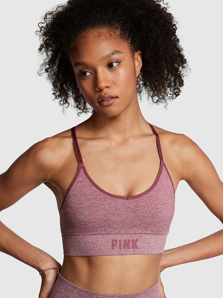 Buy Pink Seamless Racerback Sports Bra online in Dubai