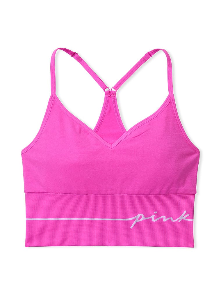 Buy Pink Seamless Longline Sports Bra online in Dubai