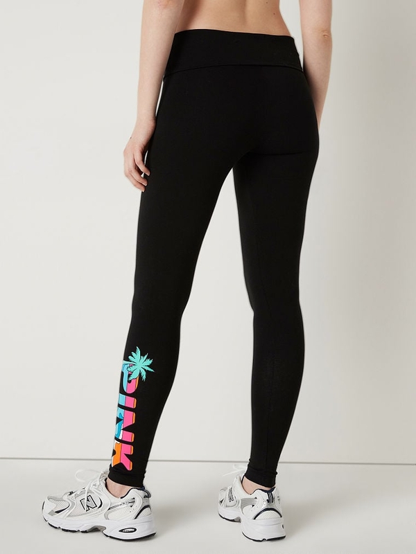 Buy Pink Cotton Foldover Leggings in Full Length online in Dubai