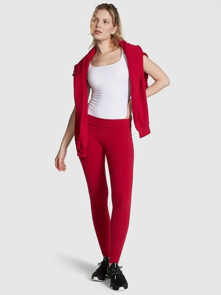 Cotton Mid Rise Foldover Leggings
