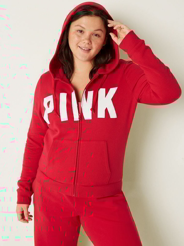 Buy Pink Fleece Zip Up Everyday Hoodie online in Dubai