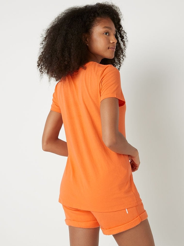 Buy Pink Knit Short Sleeve Perfect T Shirt online in Dubai