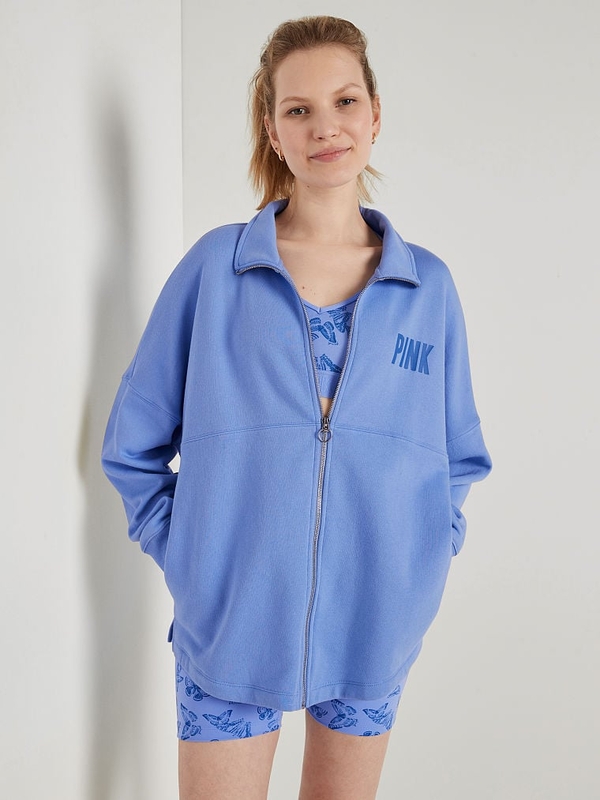 Oversized zip shop up sweatshirt