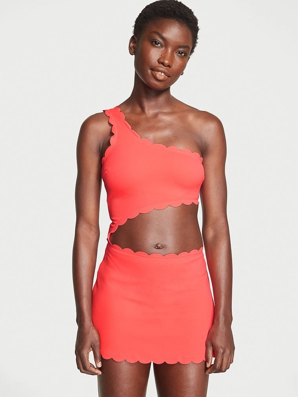 Scalloped one best sale shoulder bikini