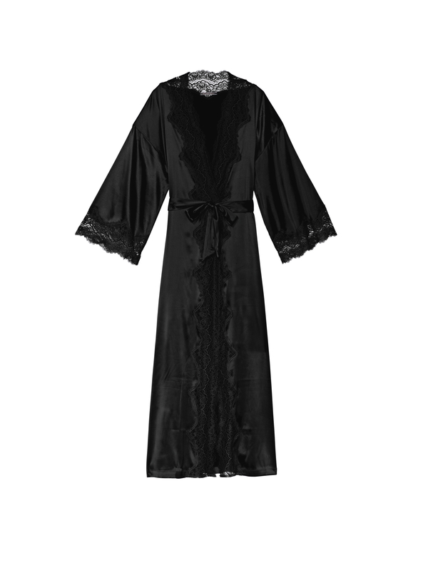 Buy Victoria s Secret Lace Trim Satin Long Robe online in Dubai