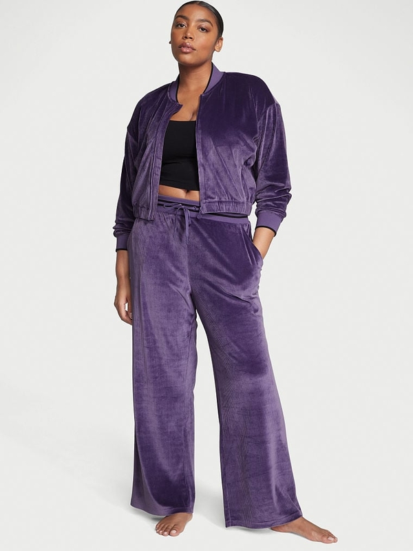 Wide leg velour tracksuit store