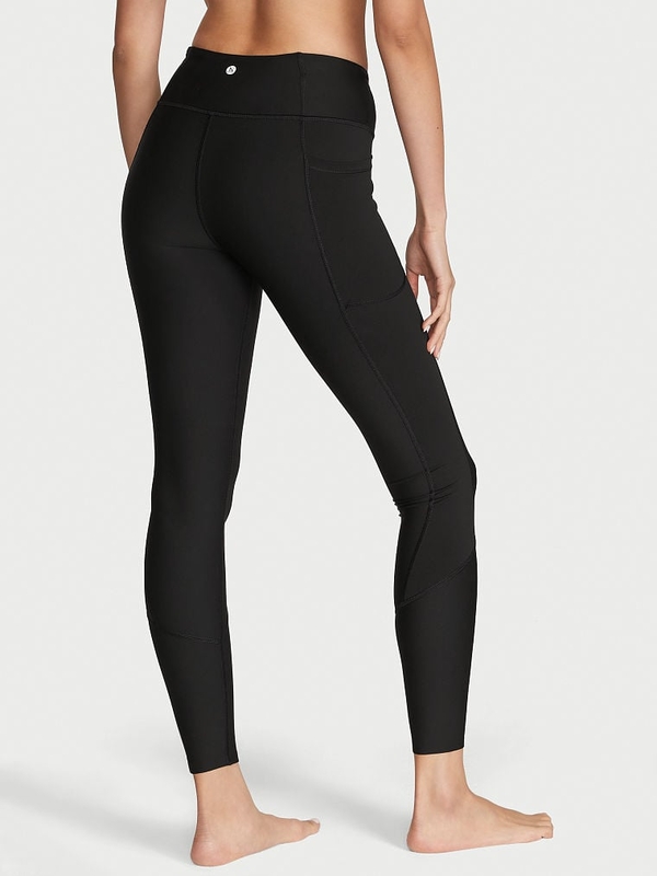 NWT VICTORIA'S SECRET SPORT BLACK MESH STRAPPY SIDE KNOCKOUT TIGHT LEGGINGS