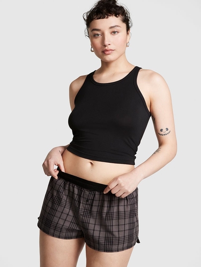 Flannel Boxy Pajama Shorts