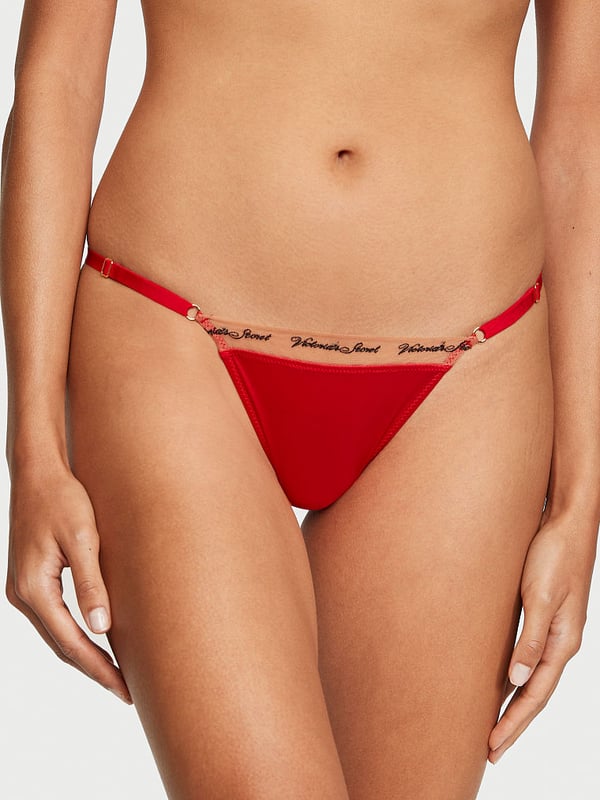 Buy Very Sexy Logo Embroidery Adjustable String Thong Panty online in Dubai