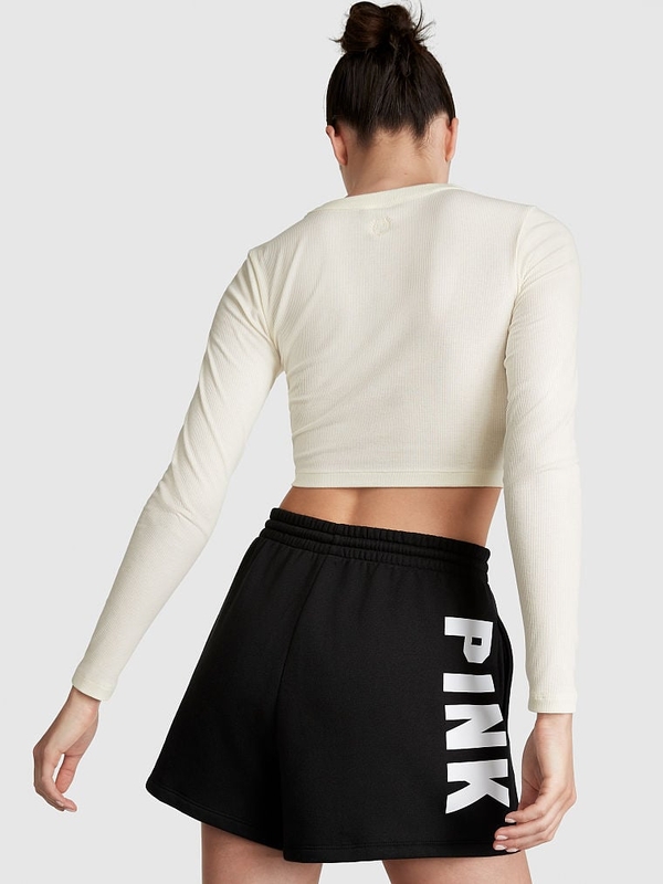 Pink crop top long sleeve cheap