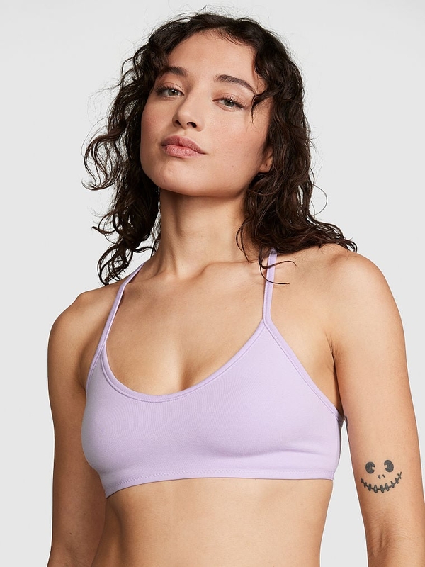 Buy PINK Bralettes Bra Tops Base Cotton Racerback Bralette
