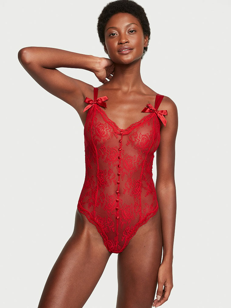 Buy Very Sexy Wicked Floral Embroidery Quarter Cup Lace-Up Teddy online in  Dubai