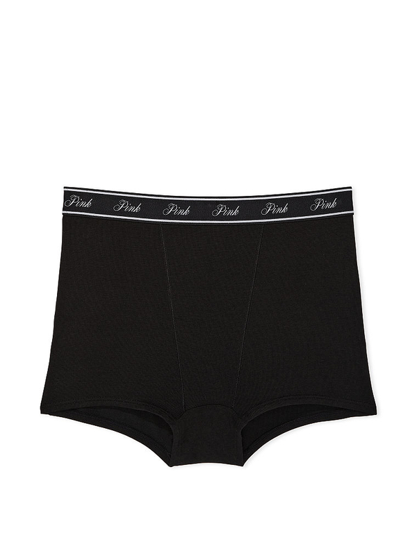 Buy Pink Logo Cotton High Waist Boyshort Panty online in Dubai