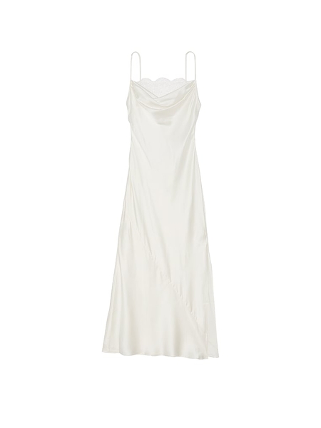 Long white slip dress silk shop