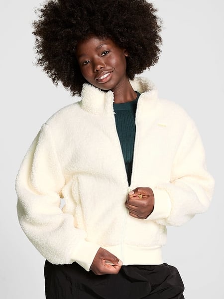 Buy Pink Plush Teddy Cropped Coat online in Victoria s Secret United Arab Emirates
